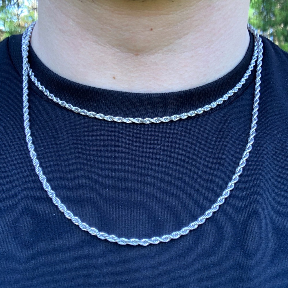 3mm Silver Rope Chain 16”-24”